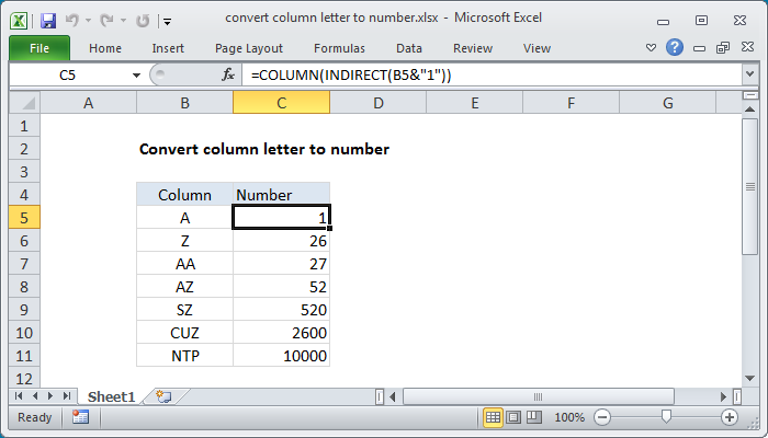 Convert Letter To Number Excel